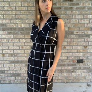 Talbots Button Front Black Plaid Dress